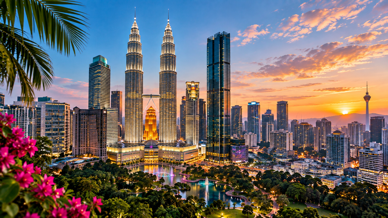 Kuala Lumpur skyline and iconic city attractions in Malaysia
