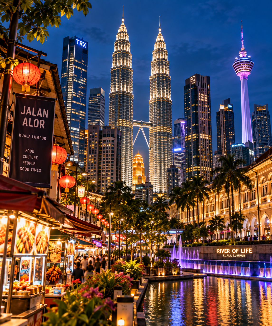 Kuala Lumpur skyline city lights night experience
