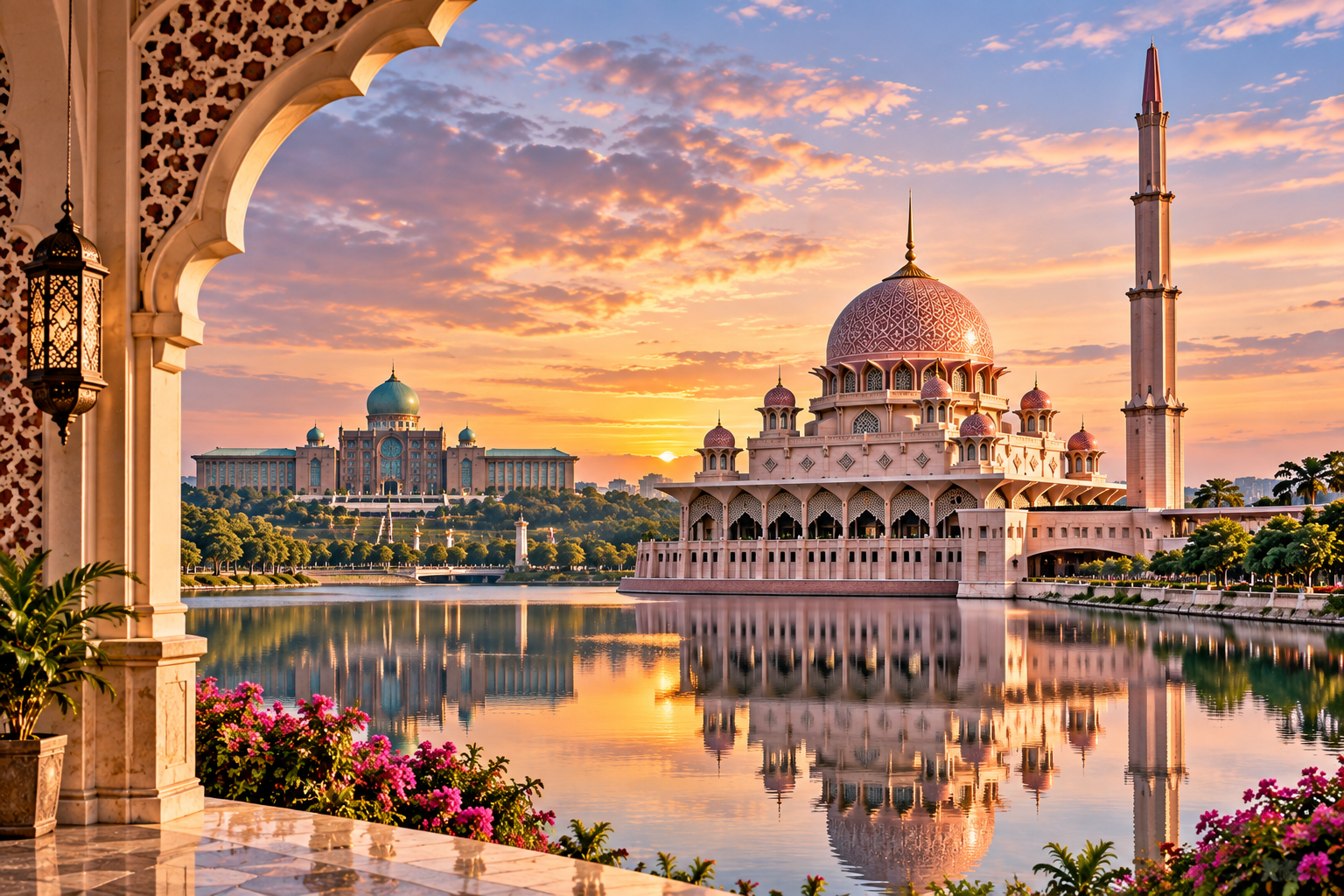Putra Mosque Pink Mosque in Putrajaya Malaysia