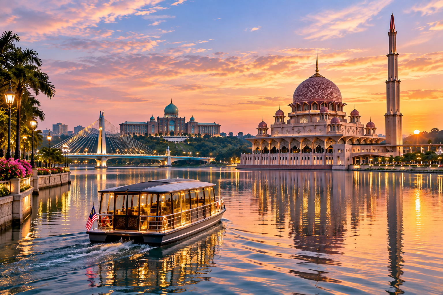Putrajaya Pink Mosque and lake cruise Malaysia