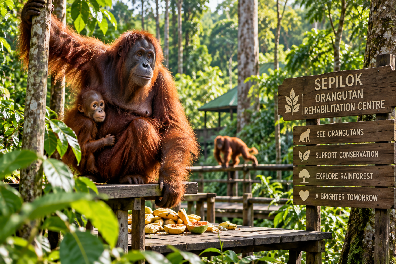 Sepilok orangutan wildlife experience Sabah Malaysia