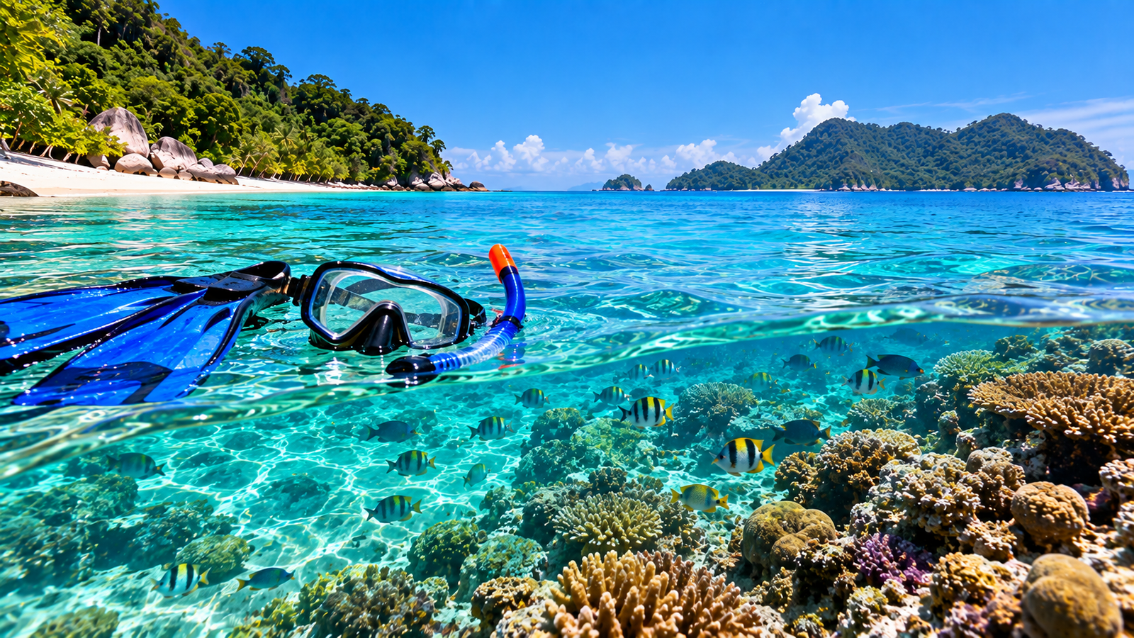 Redang Island snorkelling in clear tropical water in Malaysia